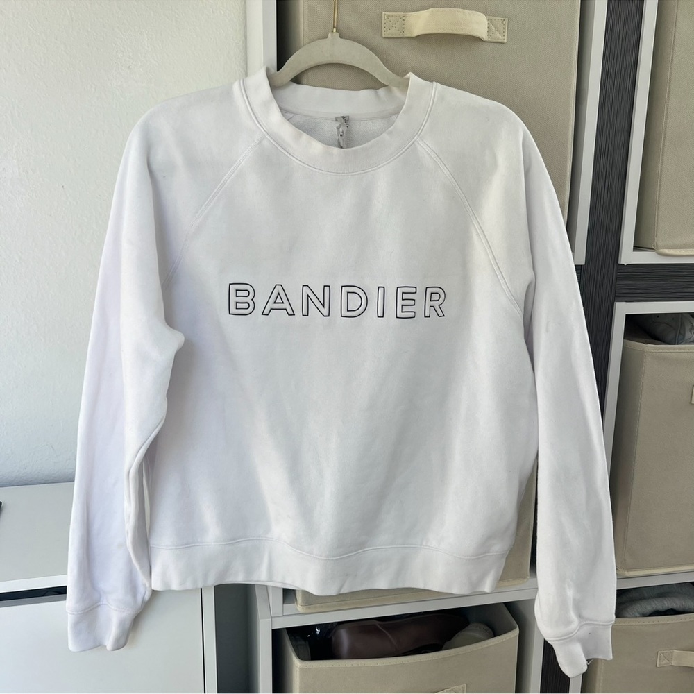 Bandier Logo Crewneck Sweatshirt in White NWT